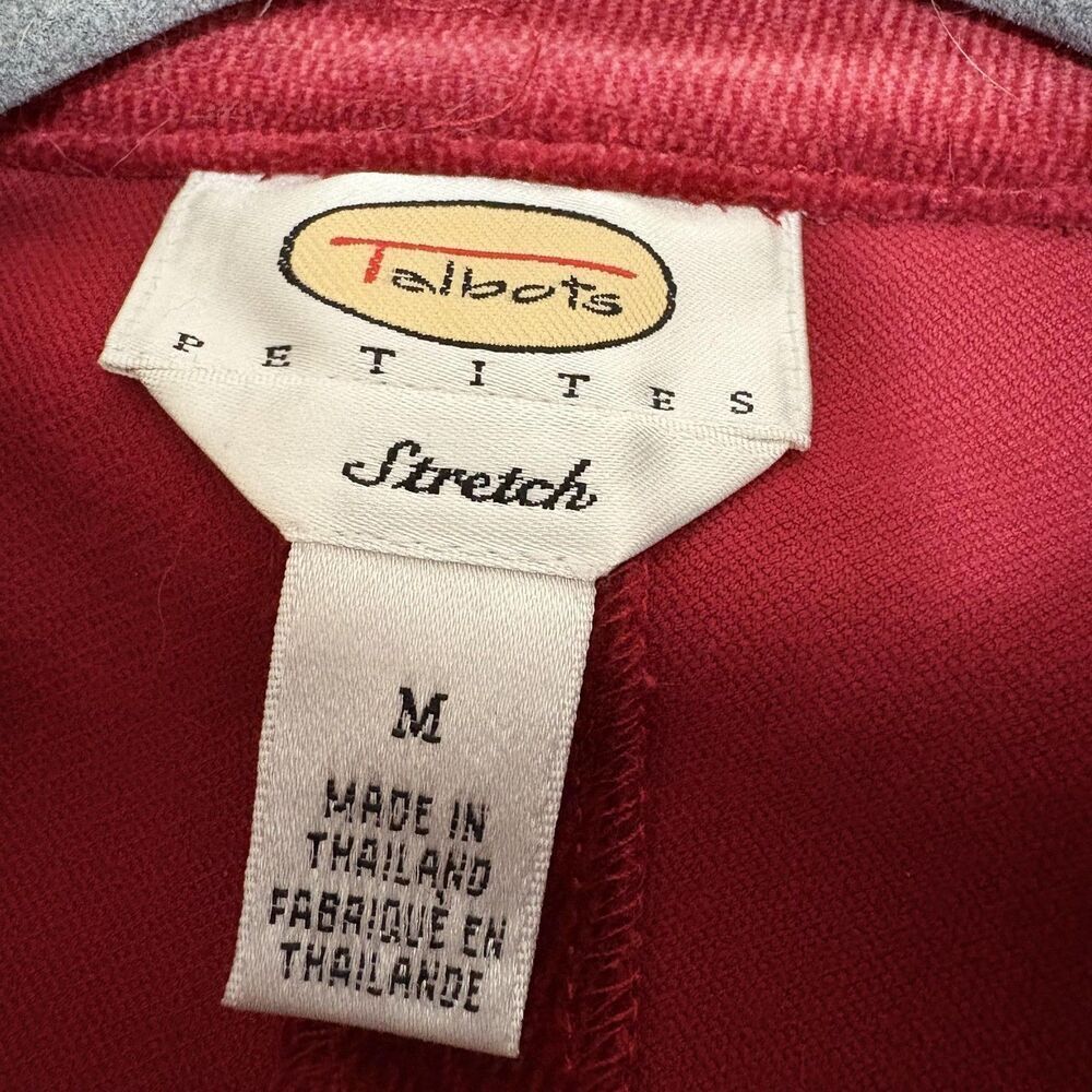 Talbots Jacket Womens Petite Medium Red Corduroy Stretch Zip Front Mock Neck - Picture 6 of 8